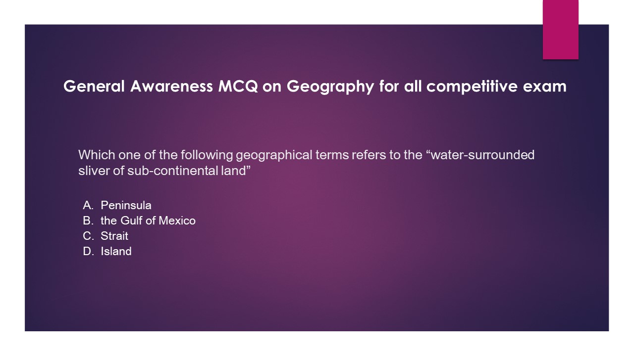 General Awareness MCQ on Geography for all competitive exam